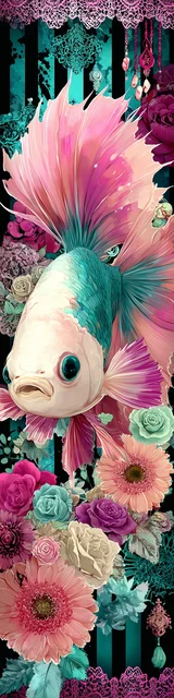 Free printable fish bookmark featuring curious fish with posh background